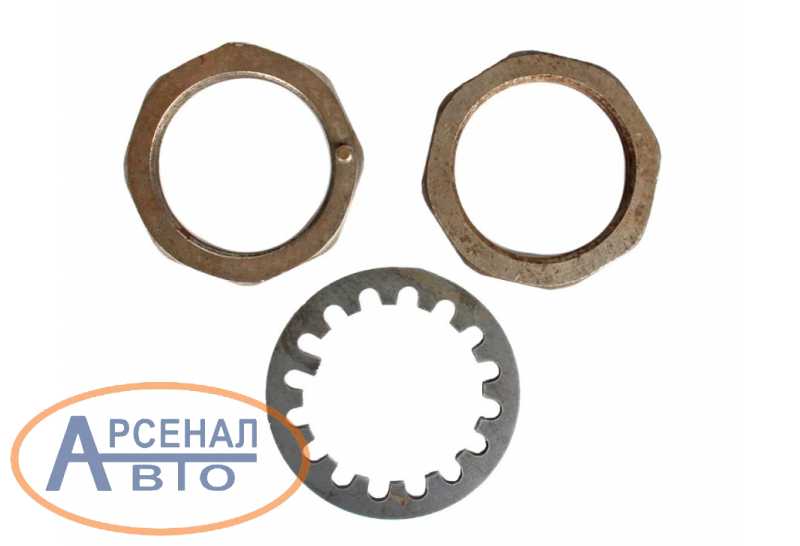 53-2401054 Гайка подшипников задней ступицы ГАЗ 53, 3307 2 гайки, шайба ПЗИ
