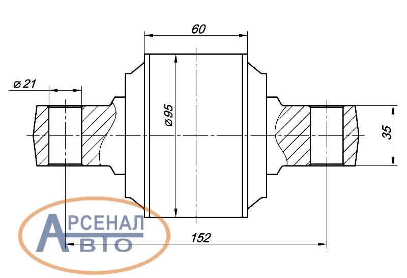 Схема шарнира реактивной штанги КамАЗ-6520
