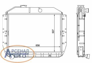 Схема и размеры радиатора
