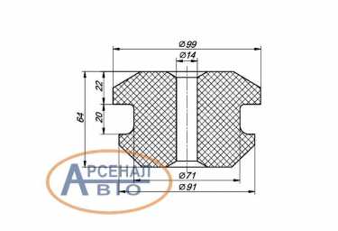 Эскиз подушки двигателя КамАЗ передней нового образца