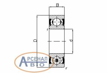 Схема и установочные размеры шарикоподшипника