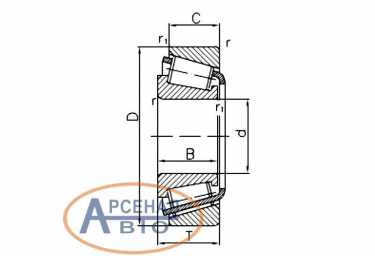 Эскиз с монтажными размерами подшипника