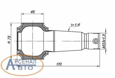 Размеры шарнира КАМАЗ штанги реактивной
