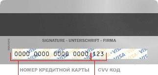 CVV код для карт Visa / CVC код для Master Card
